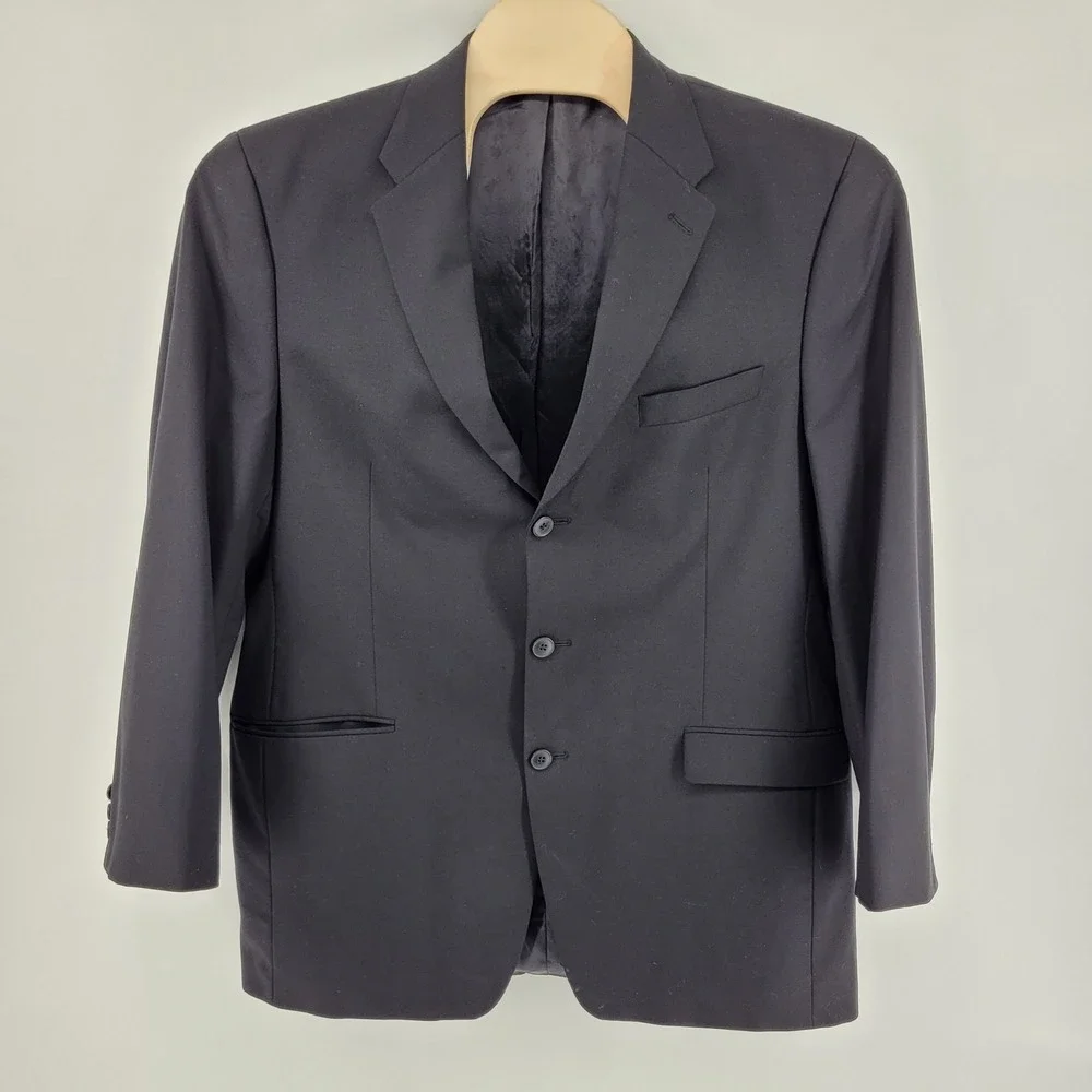 Ralph Lauren Size 44L Suit Jacket Sport‎ Coat Blazer Jacket Black Wool Blend